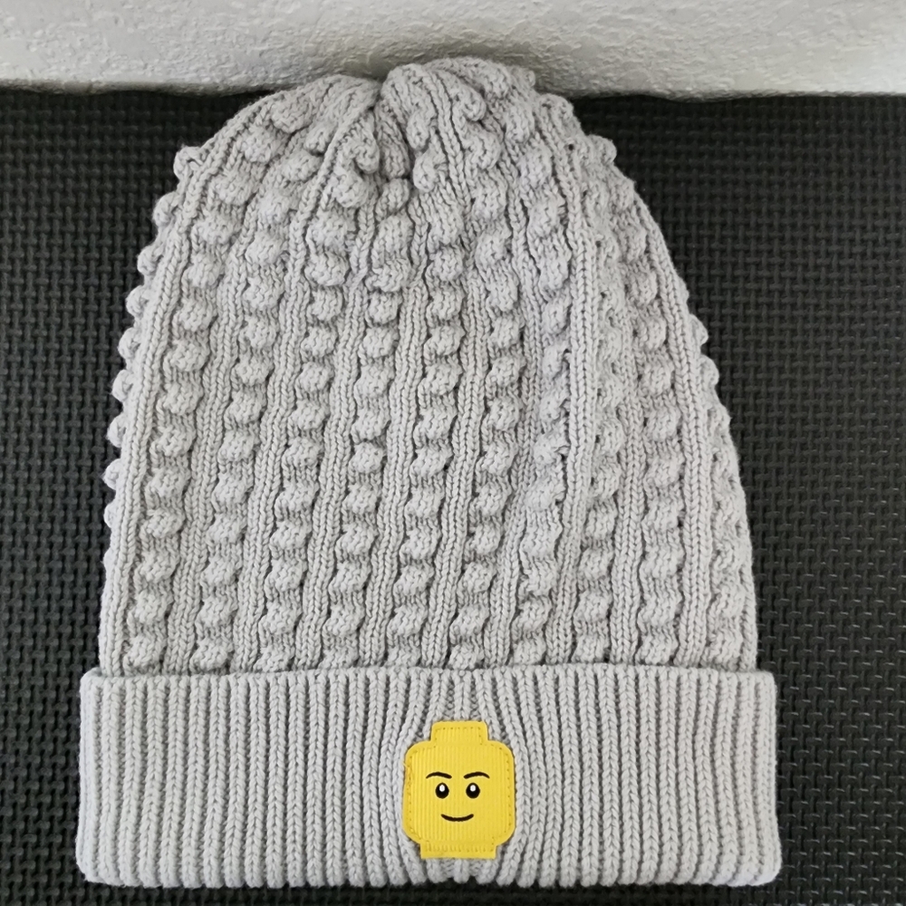 LEGO Gray Knit Beanie Hat with Iconic Logo Patch - Unisex